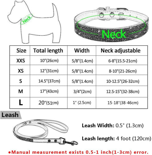 Cute Dazzling Sparkling Elegant Fancy Soft Suede Leather Bling Rhinestone Crystal Jeweled Pet Cat Dog Puppy Collar Dog Leash Combo Set (L(Neck 15-18"), Pink)