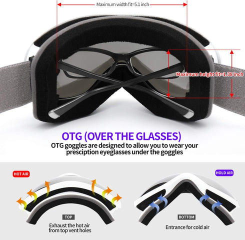 Supertrip Anti-Fog Snow Ski Goggles, 100% UV Protection for Snowboarding