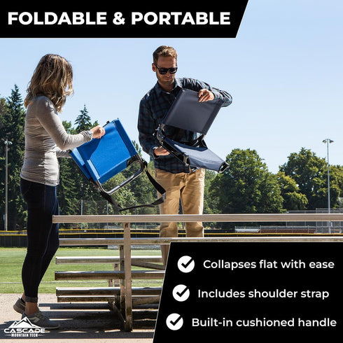 Cascade Mountain Tech Lightweight Stadium Seat for Bleachers, Outdoor Events, and Sport Games - Includes Stabilizing