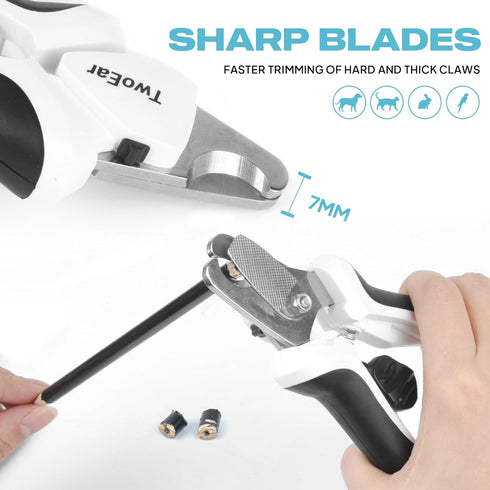 TwoEar Dog Nail Clippers with Light - Dog Nail Trimmers with Quick Sensor & Safety Guard for Medium Large Dogs