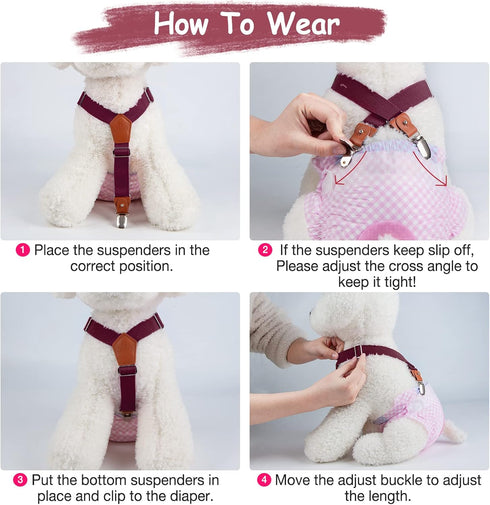 2 Pet Soft Dog Suspenders Pieces Female Dog Diaper Suspenders for Dogs Diaper Keeper Suspender for Dogs Skirt, Doggy