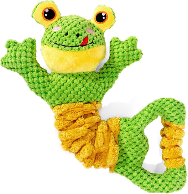 Sedioso Dog Tug Toy, Durable Squeaky Toy for Large Breeds, Stuffed Plush Toy with Crinkle Paper for All Dogs (Frog)