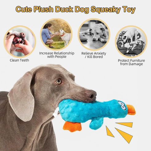 2 Pack Adpartner Squeaky Dog Toys, Dog Toy Duck Plush Crinkle Dog Toys for Small Medium Breeds, Interactive Pet Squeaky