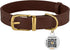 BRONZEDOG Leather Dog Collar - Durable Basic Pet Collar with Metal Buckle for Small Medium Large Dogs (13-16 Inch, Dark