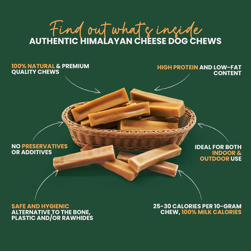 Authentic Himalayan Yak Cheese for Dogs, Jumbo (Pack of 1), Rawhide-Free, NO preservatives.