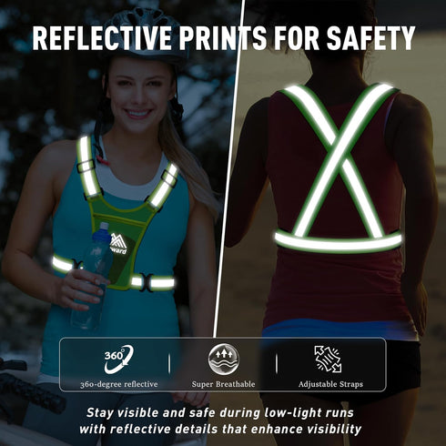 Running Vest Chest Phone Holder, Reflective Safety Gear for Dog Walking, Cycling - Adjustable Waist/Shoulder