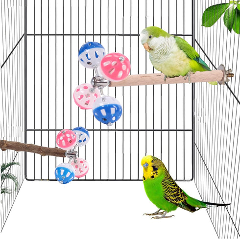 Bird Stand Perch Toy with Rotating Balls,Parakeet Stand Perch Toy for Metal Cage, Fun Toy for Parrots Cockatiels