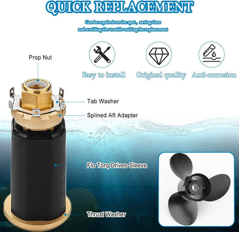 Flo-Torq II Hub Kit Replacement for Mercury Outboard Boat Motors 60-300 HP | Bravo One Drives, 15 Spline Tooth
