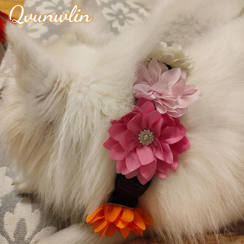 8pcs Flower Dog Collar Charms, Multicolor Rhinestone Bow Ties for Puppy Cat Dog Grooming Accessories