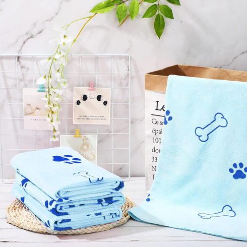 Chumia 4 Pcs Dog Towels for Drying Dogs, Microfiber Absorbent Towel for Medium Dogs Cats (Light Blue, 24 x 40 Inch)