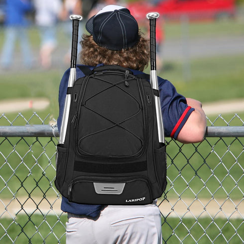 Youth Baseball Bag, Bat Backpack for Softball and T-ball Gear with Shoe Compartment