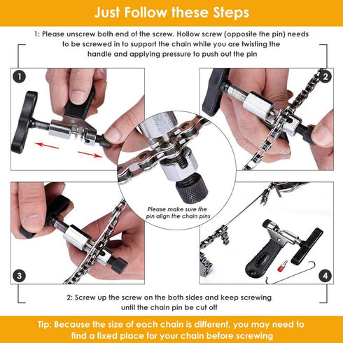 WOTOW Bike Chain Repair Tool Kit Set - Bicycle Chain Breaker, Wear Indicator Checker & Master Link Pliers