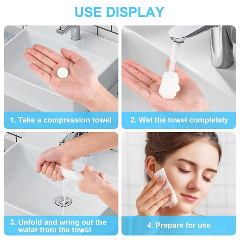 MEQHUO 220 Pcs Compressed Towels for Face, Mini Portable Compressed Towel Tablets, Disposable Washcloths for Travel