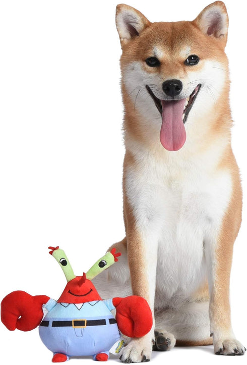 SpongeBob SquarePants for Pets Mr. Krabs Figure Plush Dog Toy, 6 Inch Small Dog Toy for SpongeBob Fans, Crab Squeaky