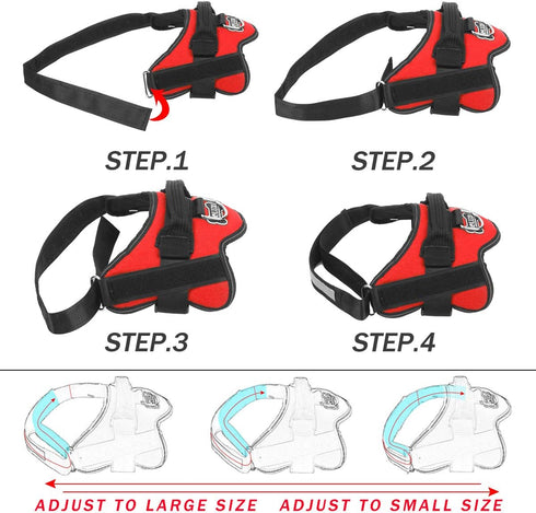 Bolux Dog Harness, No-Pull Reflective Vest, Breathable Adjustable Pet Harness with Handle for Outdoor Walking (Red, M)