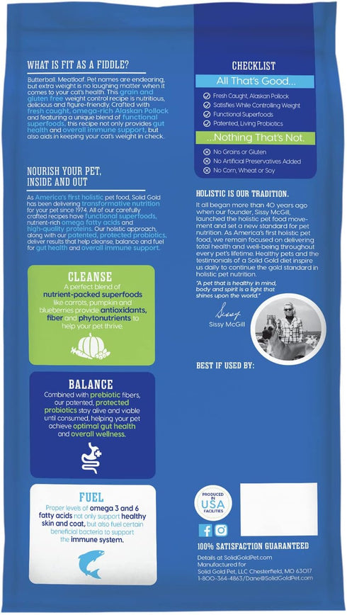 Solid Gold Fit as a Fiddle Weight Management Cat Food - Low Calorie Grain Free Recipe