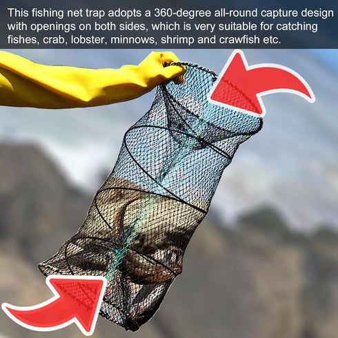 23.6in 11.8in Folded Minnow Trap Crab Trap x Thicken Fishing Bait Trap with Hand Rope Crawfish Lobster Fishing Net Trap