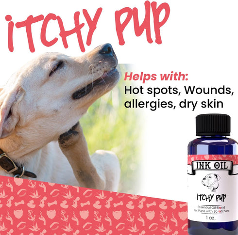 Pup Oils Dog Itch Relief Supplement | Pet Health Vitamins Supplies| Liquid Drops | Itching Removal Oil | Therapeutic Essential Vitamin Oils for Dogs