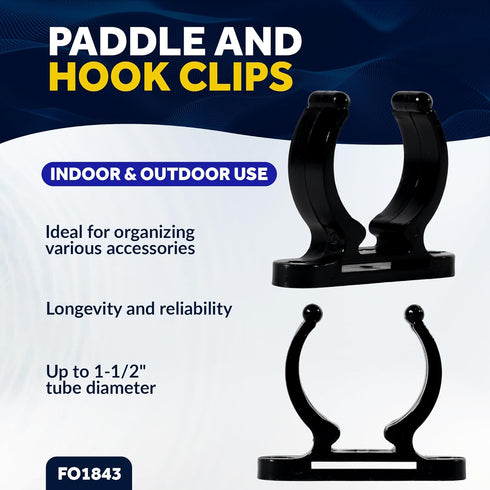 Five Oceans Kayak Paddle Holder - Paddle Clip for Kayaking, Easy Mounting with Hardware, Black - Heavy-Duty Plastic