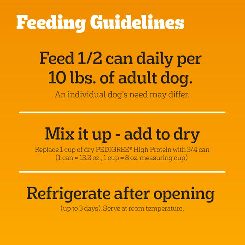 13.2 oz. 12 Count Pedigree High Protein Wet Dog Food, Adult Soft Canned Dog Food, Beef & Bison Flavor, Cans