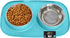 Gorilla Grip 100% Waterproof Cat and Dog Bowls, Silicone Feeding Mat Set, Stainless Steel Bowl, 1 Cup, Turquoise