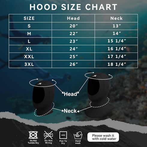 3mm Swimming Diving Scuba Hood Neoprene Wetsuit Hood for Men Women Youth, Diving Cap for Surfing Thermal Hood