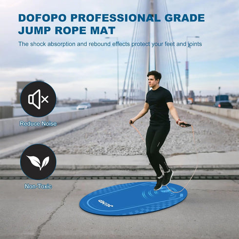 52'' 36'' 5mm Jump Rope Mat Outdoor Indoor, Oval x Non-slip Fitness Exercise Mat, Shock Absorption Extra Thick Design