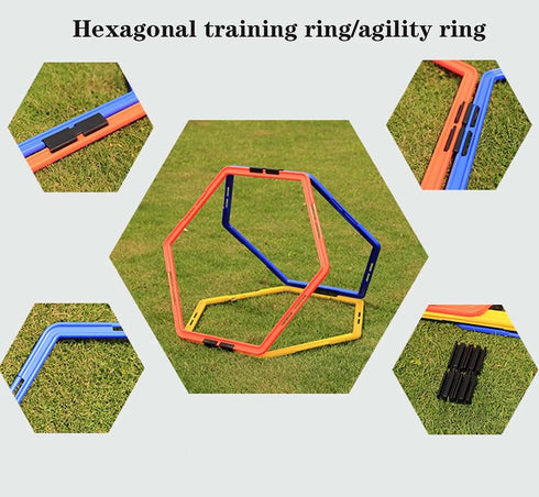 Hexagon Agility Ring Training Circle, Speed Agility Ladder, Football Footwork Trainer, 3Pcs Multicolor Fitness Equipment