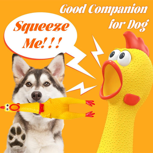 2Pcs Chickens,15 Inch 12 Inch Large Screaming Rubber Yellow Squawking Squeaky Chicken Toy for Novelty Gag Gift,Prank