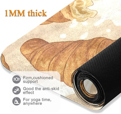 Bread Milk Yoga Mat for Home Workout Fitness Mat for Women Non Slip Exercise Mats with Storage Bag