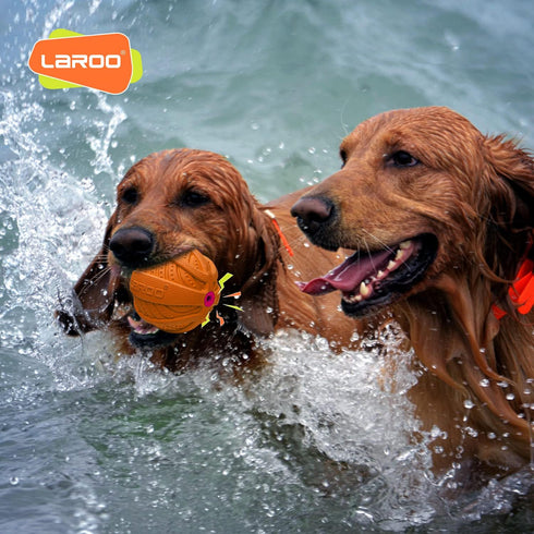 LaRoo Squeaky Dog Ball Toy, Durable Natural Rubber Chew Toy for Small Medium Large Dogs, Floating Training (3.5In