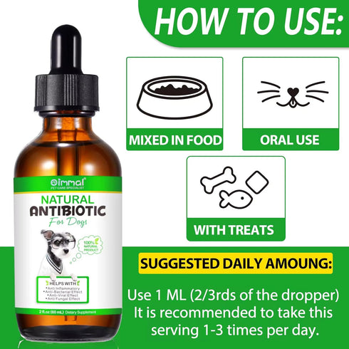 Natural Antibiotics for Dogs - Pet Antibiotic Healing Aid for Wounds, Sores, Abrasions, Duck Flavor Itch Relief
