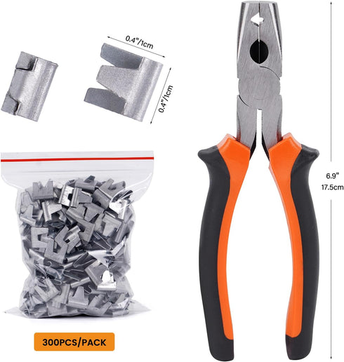 Wire Cage Buckle Pliers with 900 Wire Cage Clips - Fasten Clips Hog Ring Pliers for Chicken Cages, Rabbit Hutches, Pet