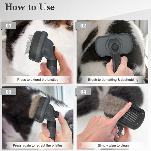 Self Cleaning Slicker Brush for Dogs & Cats - Skin Friendly Grooming Brush for Shedding and Deshedding