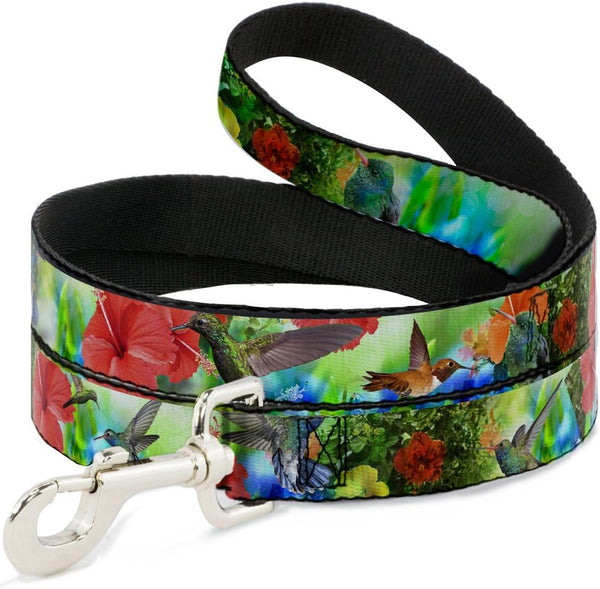 Vivid Hummingbird Garden Dog Leash, 6 Feet Long, 1.0 Inch Wide