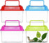 NOLITOY 4pcs Mini Fish Tank, Plastic Fish Box Breeding Case with Handle for Shrimp, Turtle, Goldfish