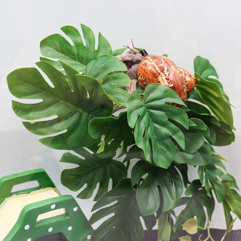 Hermit Crab Climbing Toy, Hanging Plastic Simulated Turtle Leaf Plant with Suction Cup for Reptile Tank Habitat Decor