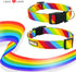 Rainbow Dog Collar, Cute Adjustable Striped Collar for LGBT Pride Month with Strong Plastic Buckle for Small Medium