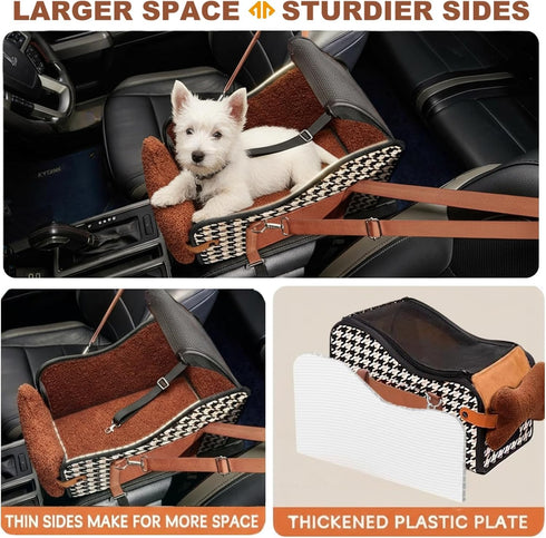 petmix Center Console Dog Car Seat with Breathable Mesh Cover, Pet Puppy Car Seat, Middle Console Dog Armrest Booster