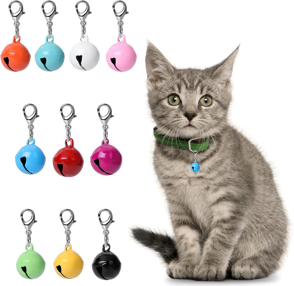 10 Pcs Cat Dog Collar Bells - Colourful Jingle Bell Charms with Clasps for Pet Collars, Assorted Colors