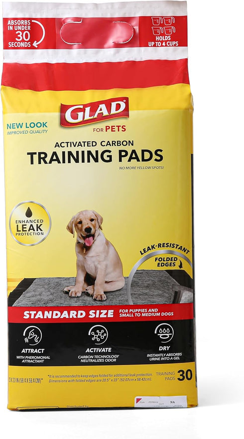 Glad for Pets Black Charcoal Puppy Pads - All-in-One Potty Training Pads (30 Count)