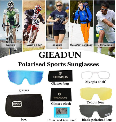 Sports Sunglasses Pink Polarized Cycling Glasses with 3 Lenses for Baseball, Fishing, Skiing, Running, Golf