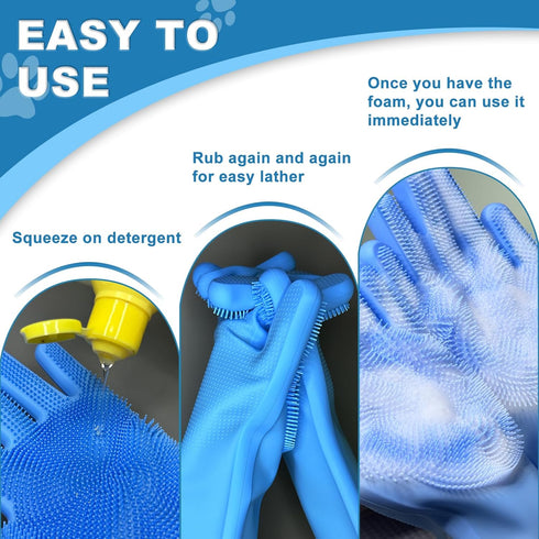 2pcs Dog Washing Gloves and Bath Brush, 2-in-1 Pet Shower Set for Dogs, Cats, Bath Massage, and Grooming