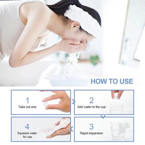 leexayah 100pcs 3s 50gsm 5x Compressed Disposable Face Towel: Mini Tablets Portable Paper Clean Washcloths For Travel