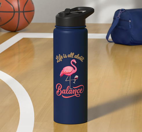 Wine Drinker Humor Tee Winery Life Wine Sommelier Life is All About Balance Wine Lover Drinking Party Flamingo