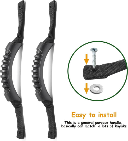 Piutouyar 2 Pcs Kayak Handles Replacement, Durable Canoe Boat Side Mount Carry Handle for Kayaks