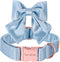 Unique style paws Silk Blue Color Dog Collar, Adjustable Durable Collar with Bow for Small Puppies and Cats