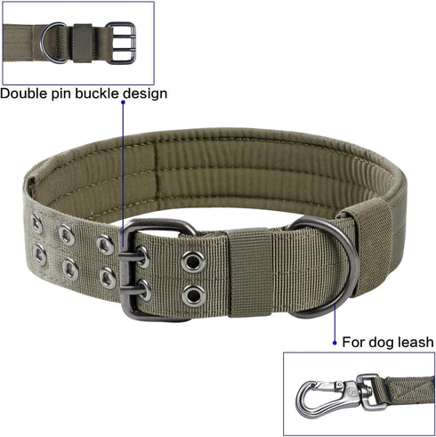 EXCELLENT ELITE SPANKER 1.5" Width Military Dog Collar - Adjustable Metal D Ring & Buckle Working Dog Collar (Ranger