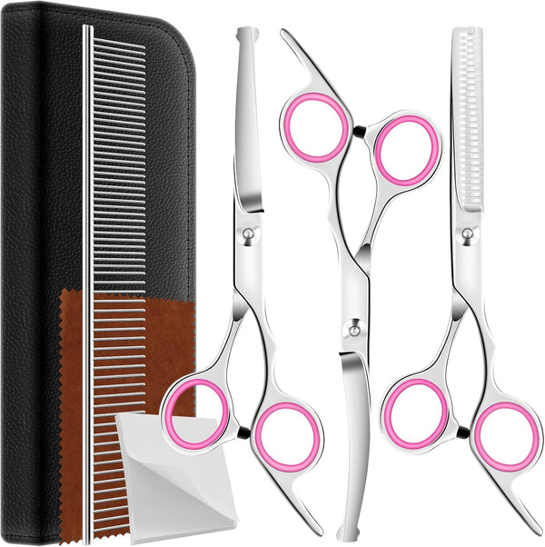 Dog Grooming Scissors Set, Heavy Duty Scissors with Safety Round Tip, 6 in 1 for Dogs, Cats and Other Animals