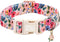 Dog Collars, Spring Blue Floral Print Pet Collar Holiday Light Pink Durable